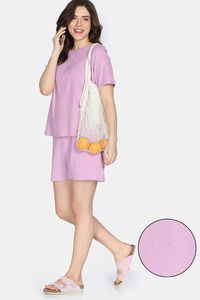 Zivame 2 Mile Fashion Knit Cotton Loungewear Set - Mauve Mist — thumbnail 2